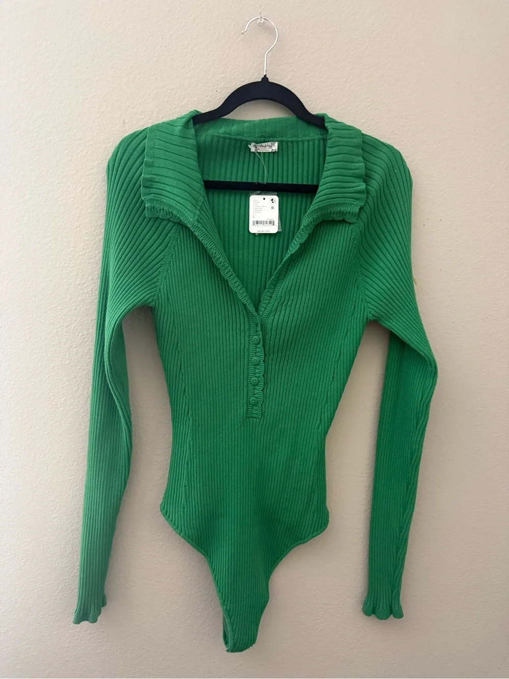 FREE PEOPLE Ready For It Bodysuit in Green Size Large NWT